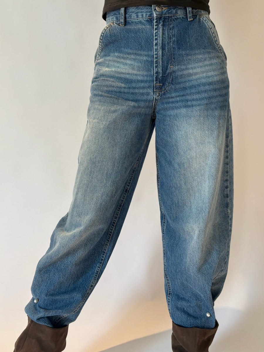 The Lizzy Semi-Barrel Denim in Ocean Blue