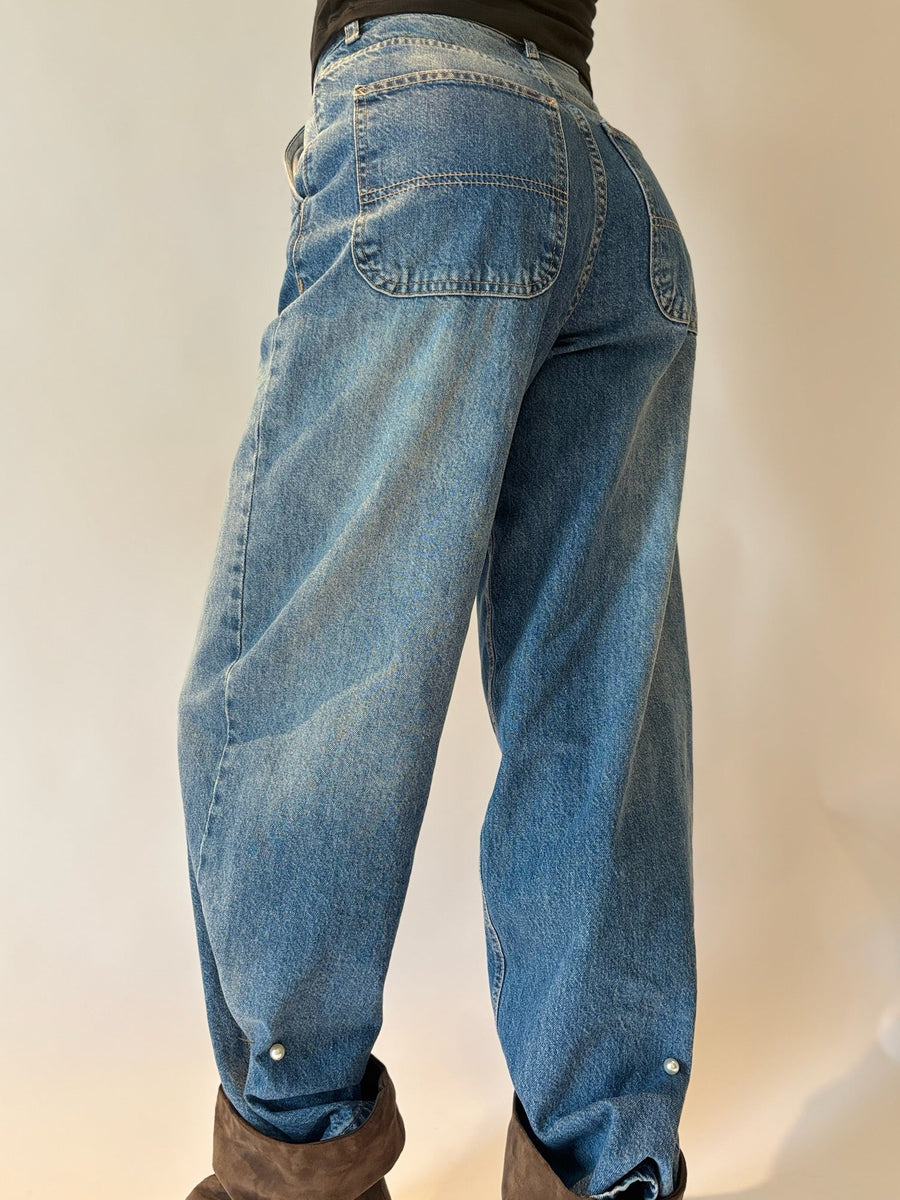 The Lizzy Semi-Barrel Denim in Ocean Blue