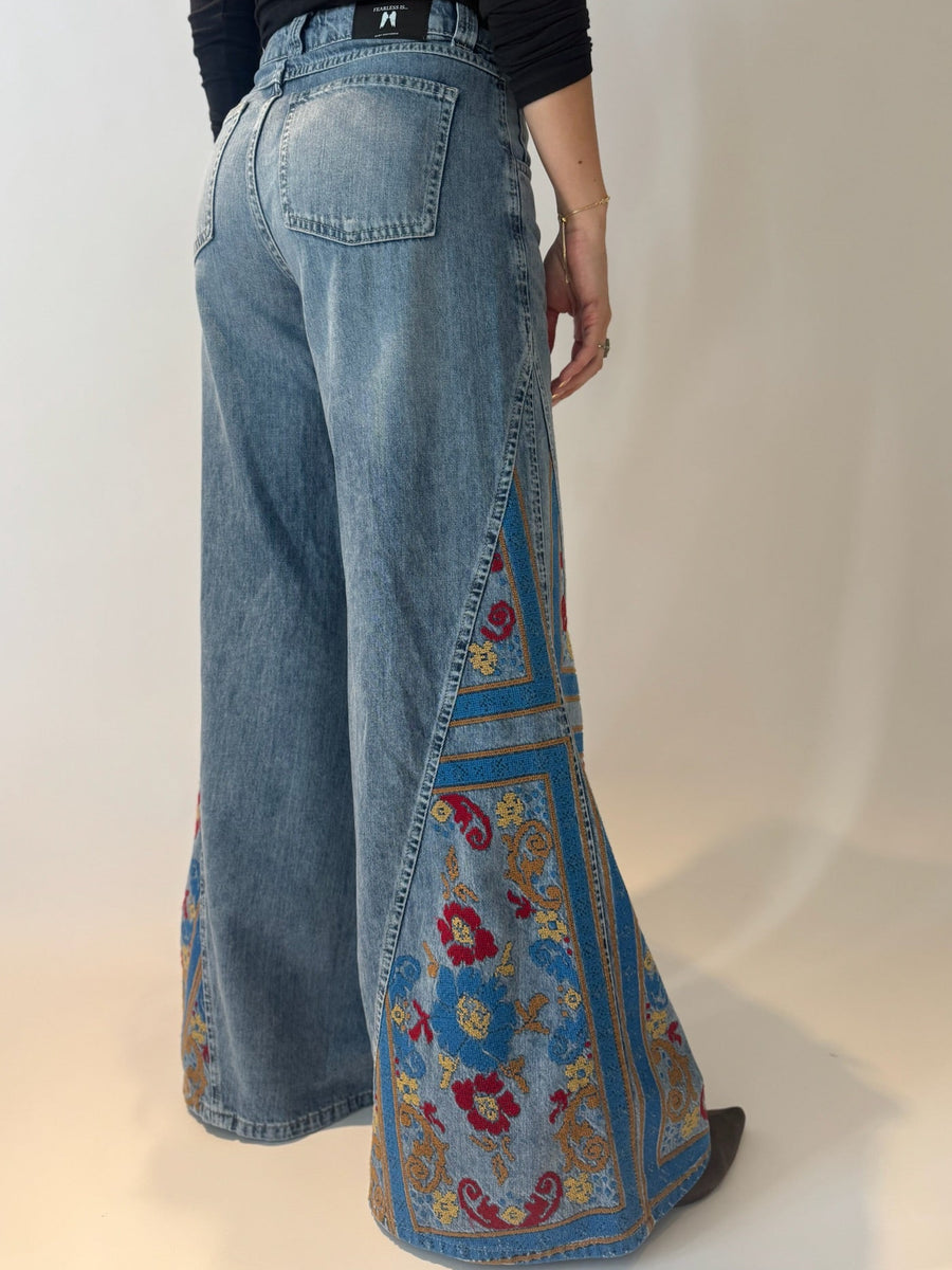 Heritage Panel Wide Leg Denim Party Pant