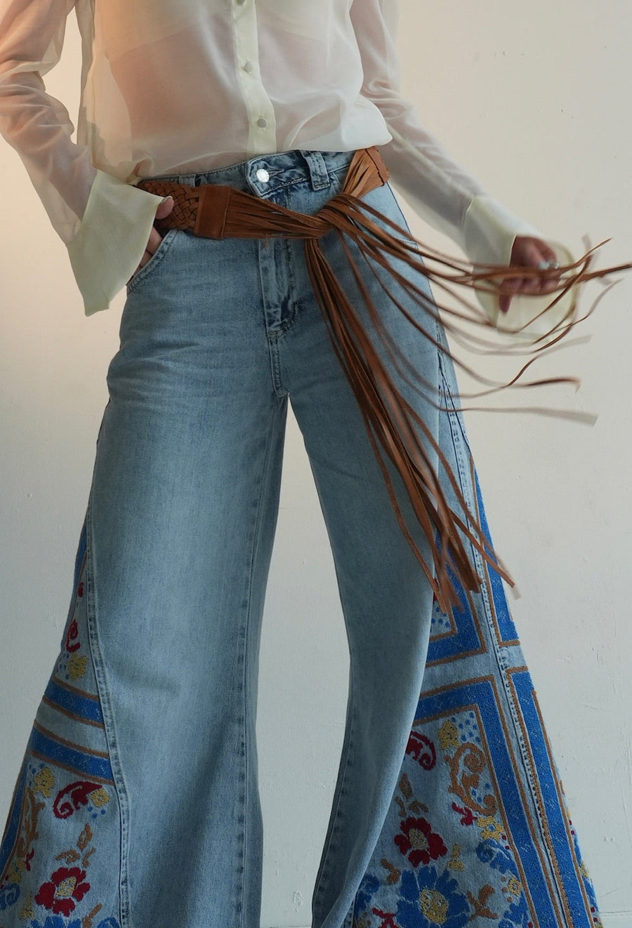 Braided Leather Tassel Belt