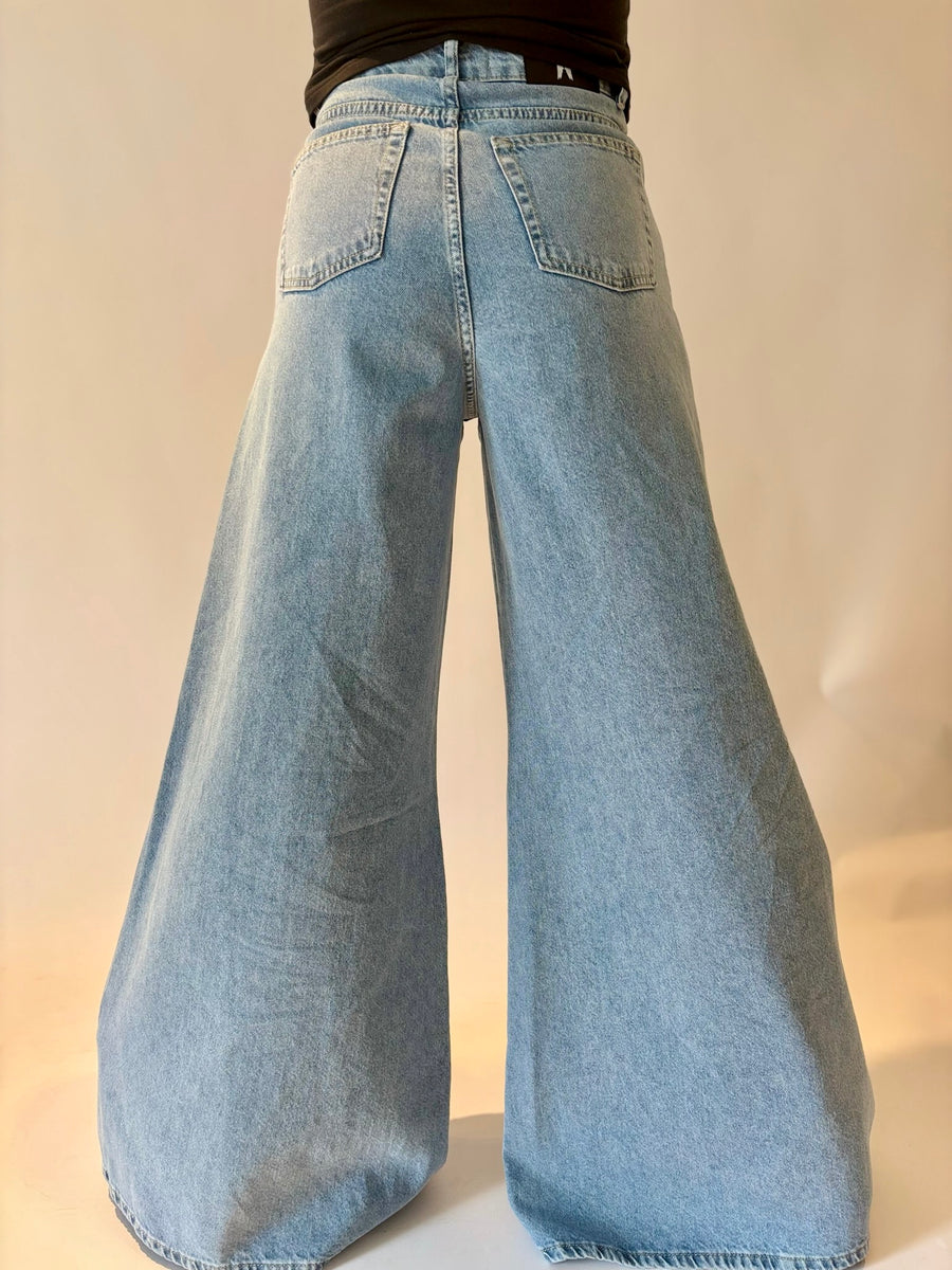 The JPC Lace Front Ribbon Wide-Leg Denim