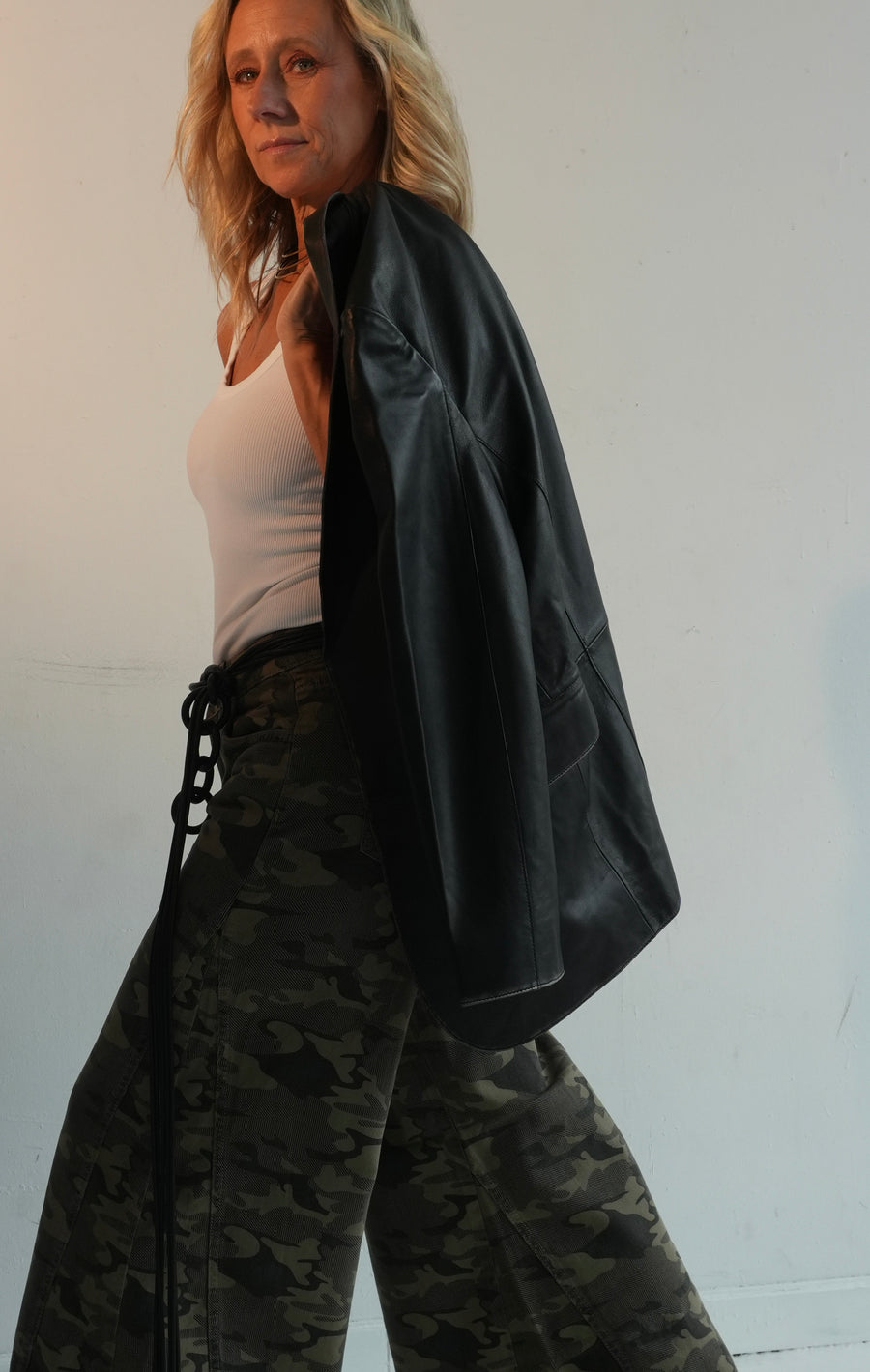 Distressed Lamb Leather Blazer