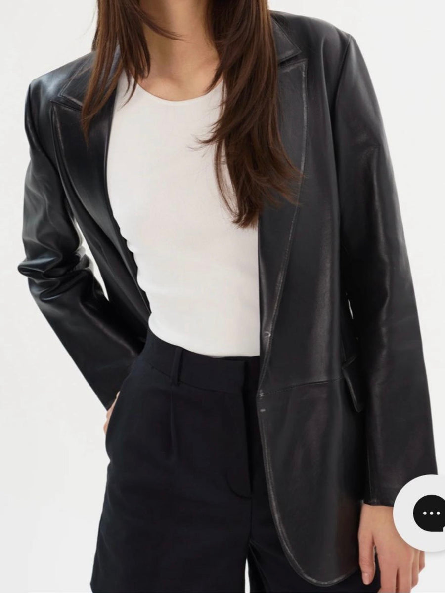Distressed Lamb Leather Blazer