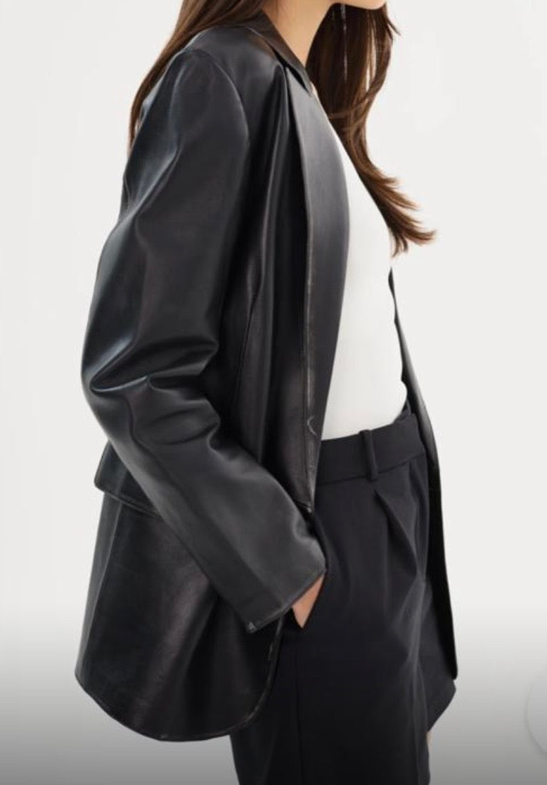Distressed Lamb Leather Blazer