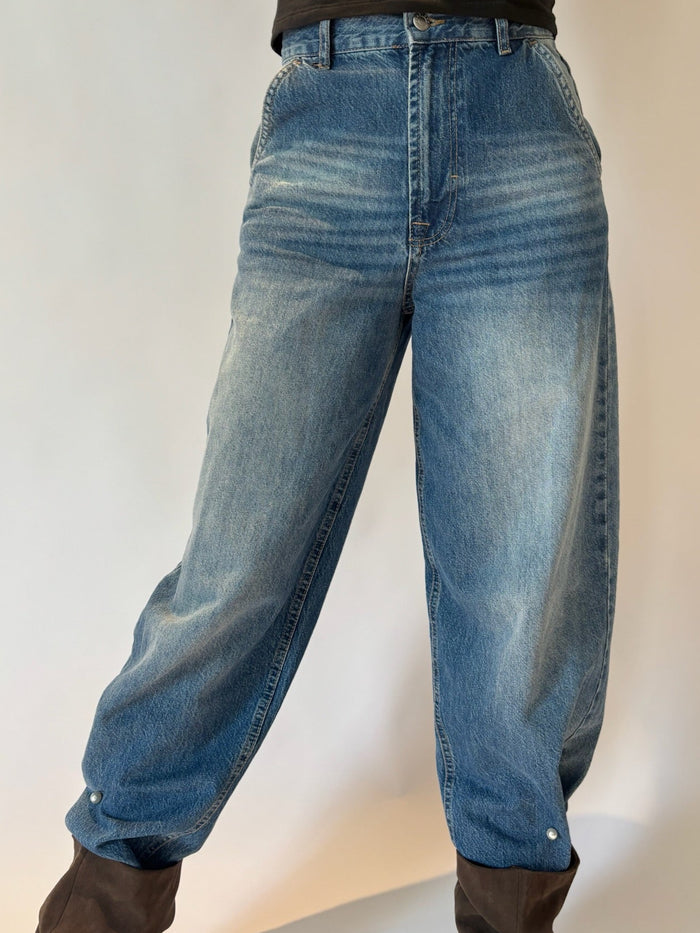 The Lizzy Semi-Barrel Denim in Ocean Blue