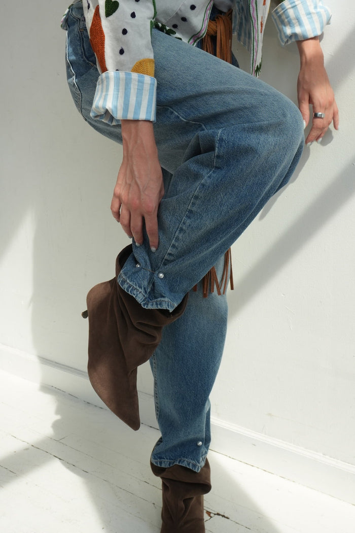 The Lizzy Semi-Barrel Denim in Ocean Blue