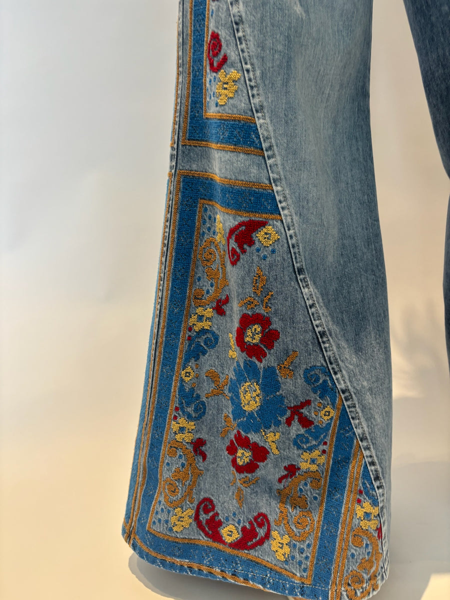 Heritage Panel Wide Leg Denim Party Pant