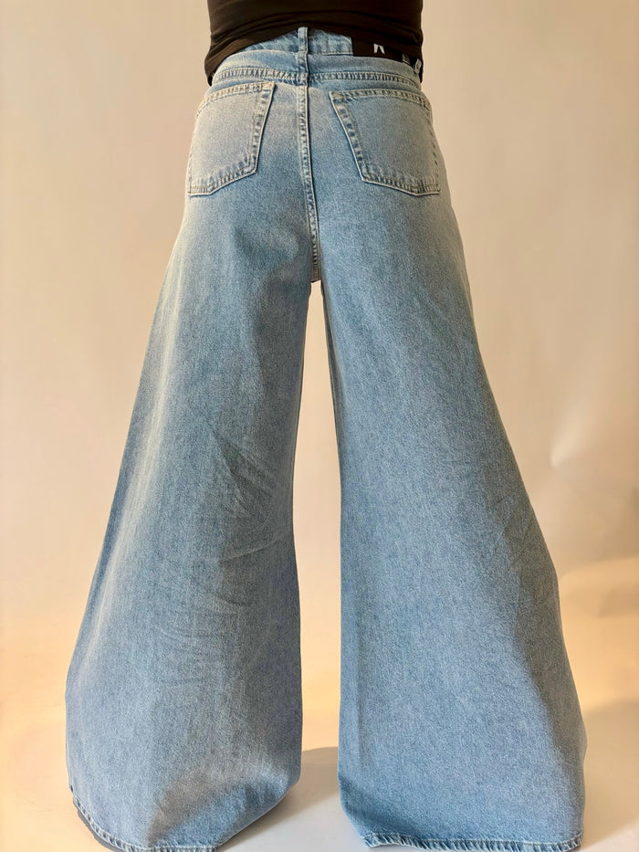 The JPC Lace Front Ribbon Wide-Leg Denim