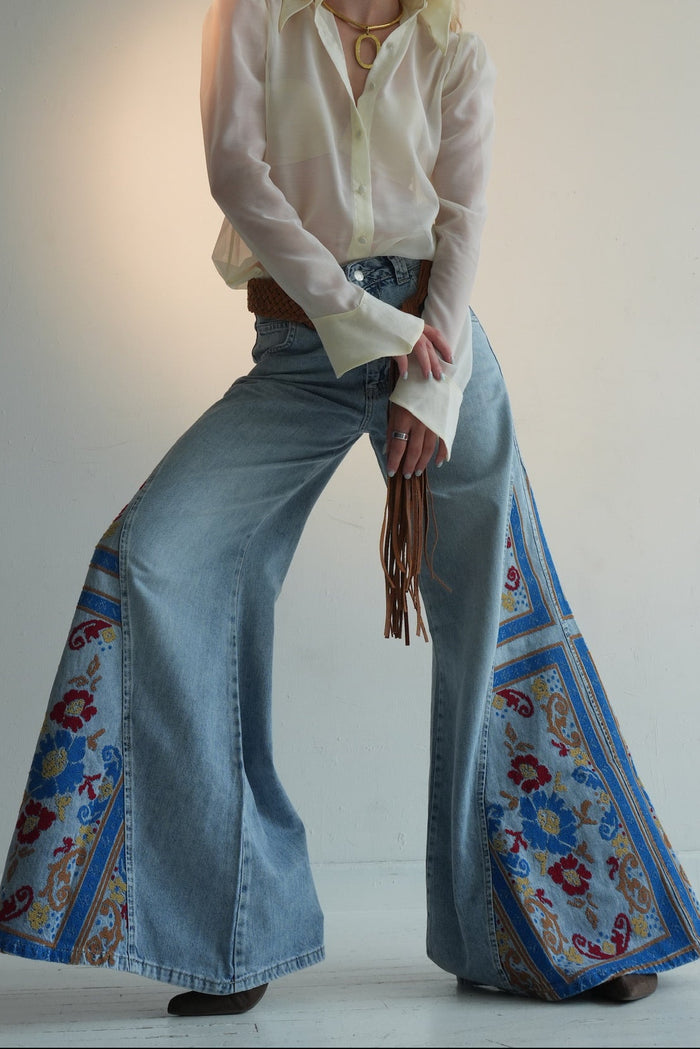 Heritage Panel Wide Leg Denim Party Pant