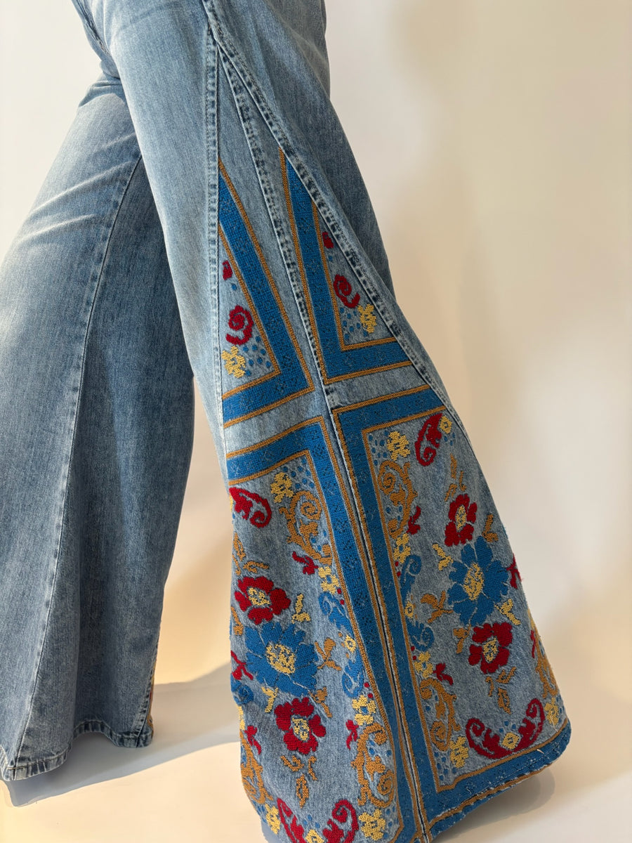 Heritage Panel Wide Leg Denim Party Pant